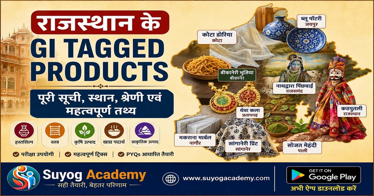 राजस्थान के GI Tagged Products 2026: पूरी सूची, स्थान, श्रेणी एवं महत्वपूर्ण तथ्य
