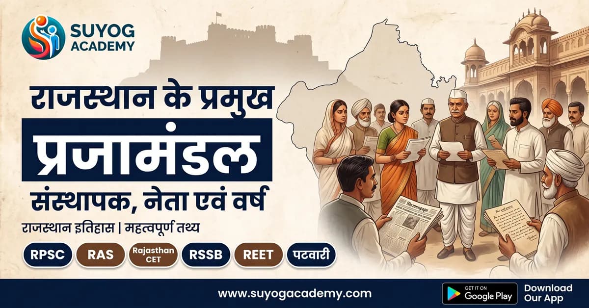 राजस्थान के प्रमुख प्रजामंडल: संस्थापक, नेता एवं वर्ष