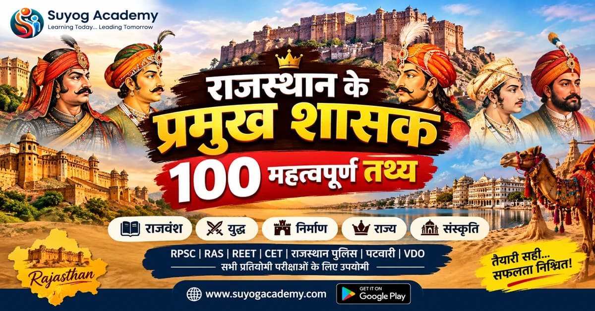 राजस्थान के प्रमुख शासक: 100 महत्वपूर्ण तथ्य