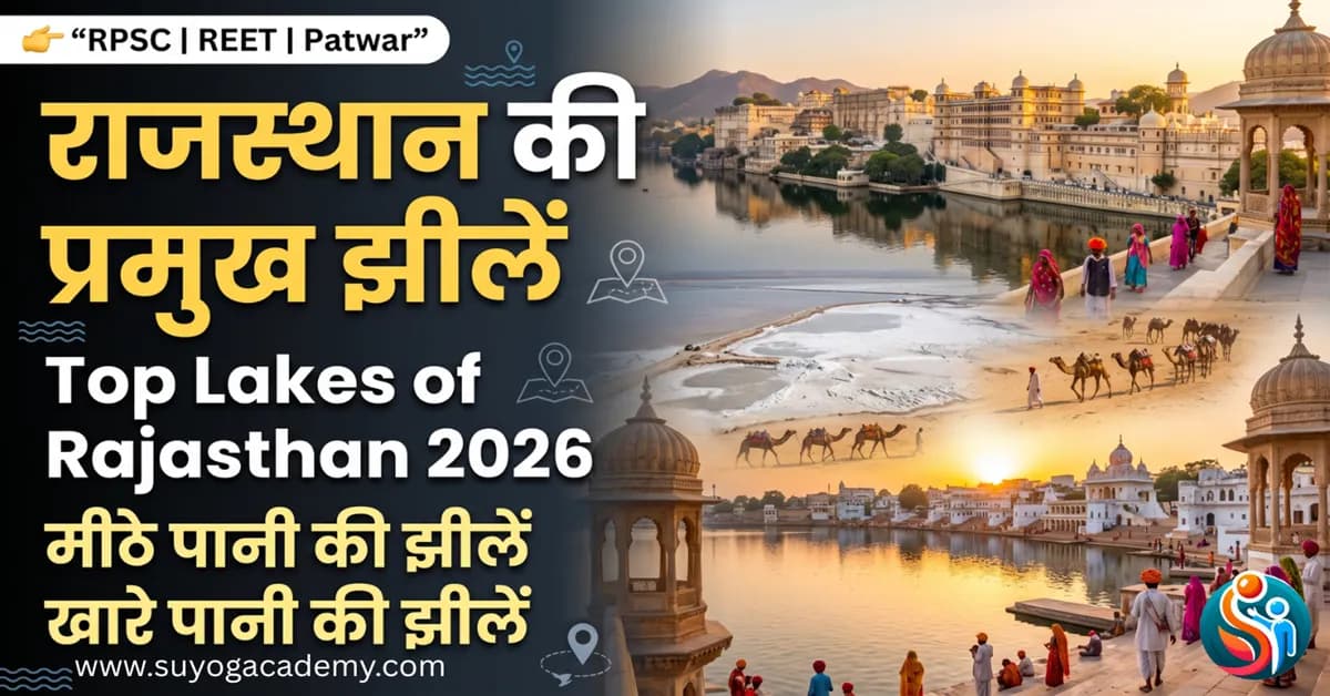 राजस्थान की प्रमुख झीलें: मीठे व खारे पानी की झीलें, वैज्ञानिक वर्गीकरण, इतिहास एवं जिला-वार प्रामाणिक नोट्स