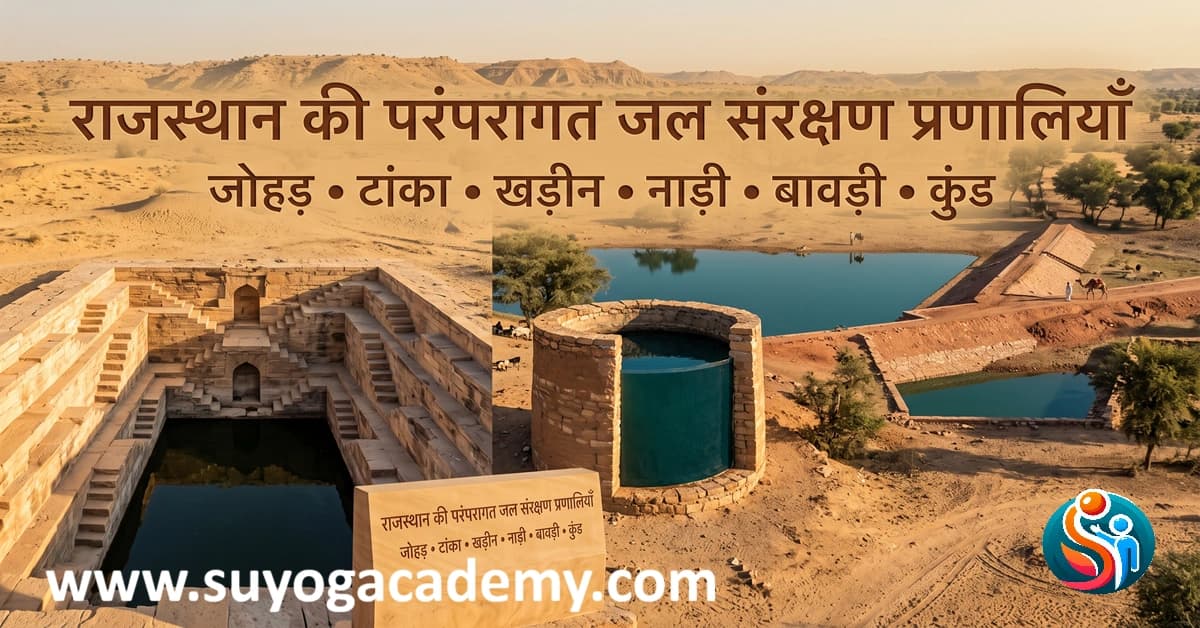 राजस्थान की परंपरागत जल संरक्षण प्रणालियाँ: जोहड़, टांका, खड़ीन, नाड़ी, बावड़ी एवं कुंड — सम्पूर्ण मास्टर गाइड