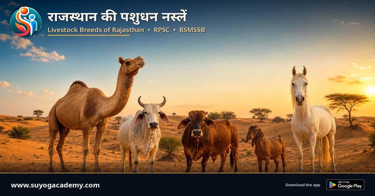 राजस्थान की पशुधन नस्लें — गोवंश से घोड़ा — CET/RAS PYQ के साथ (2026 Free Notes)