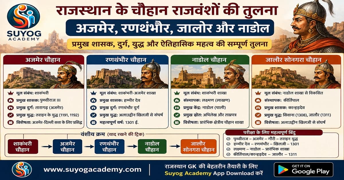 राजस्थान के चौहान राजवंशों की तुलना: अजमेर, रणथंभौर, जालौर और नाडोल