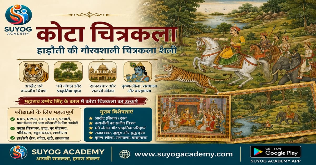 कोटा चित्रकला शैली: इतिहास, विशेषताएँ, प्रमुख चित्रकार एवं परीक्षा-उपयोगी नोट्स