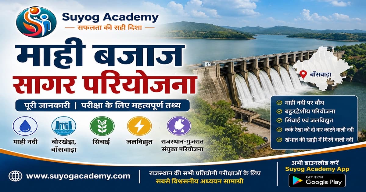 माही बजाज सागर परियोजना: इतिहास, बाँध, सिंचाई, जलविद्युत एवं परीक्षा उपयोगी तथ्य