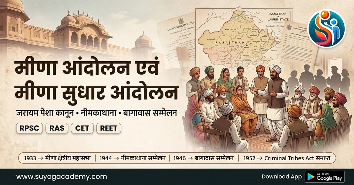 मीणा आंदोलन एवं मीणा सुधार आंदोलन: कारण, घटनाक्रम, नेता, बागावास सम्मेलन और परिणाम