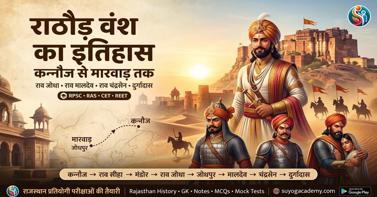 राठौड़ वंश का इतिहास: कन्नौज से मारवाड़ तक — उत्पत्ति, प्रमुख शासक, युद्ध और परीक्षा उपयोगी तथ्य