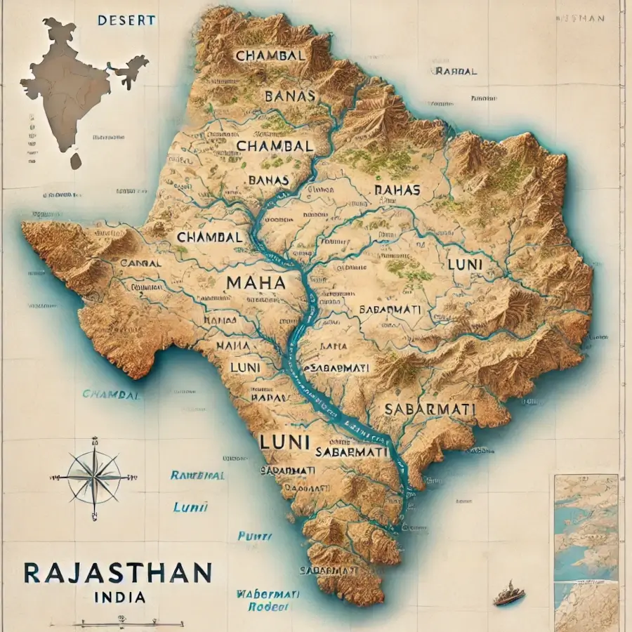 Rajathan Rivers Map